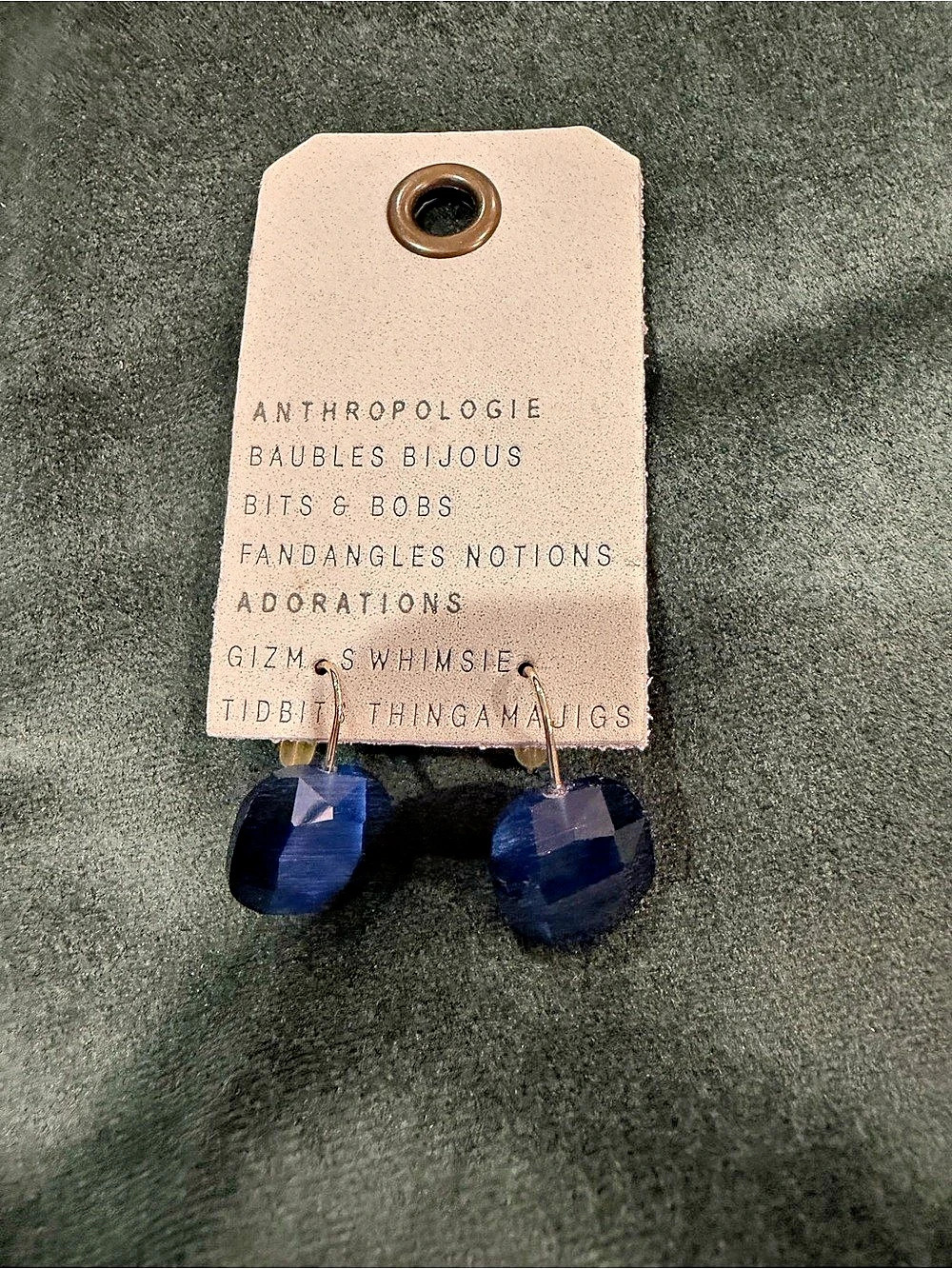 Anthropologie Blue Glass Drop Earrings NWT